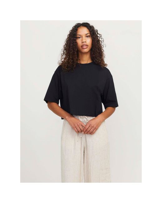 JJXX Black Andrea Loose Cropped T-Shirt Ladies