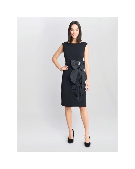 Gina Bacconi Black Arabella Crepe Taffeta Combo Dress
