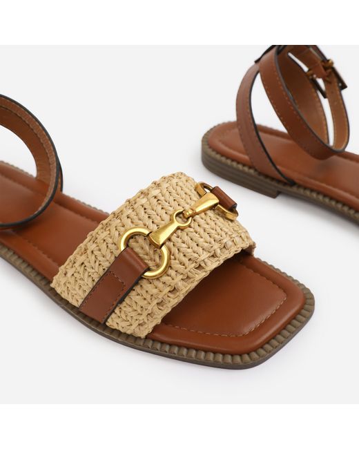 Where's That From Brown Pu Catelyn Straw Detail Stra