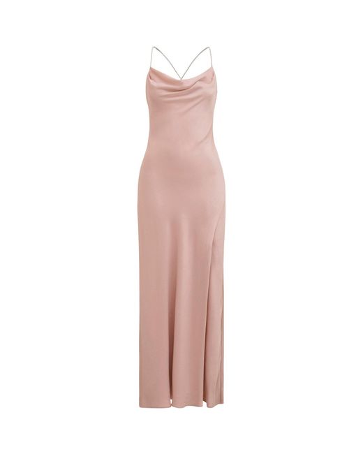 Forever New Pink Hannah Diamante Strap Satin Dress