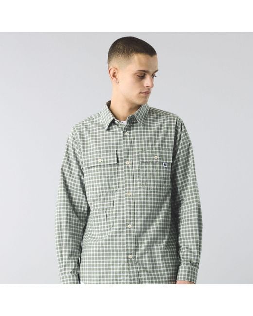 Pretty Green Gray Eastbrook Check Long-Sleeve Patterned Shirt for men
