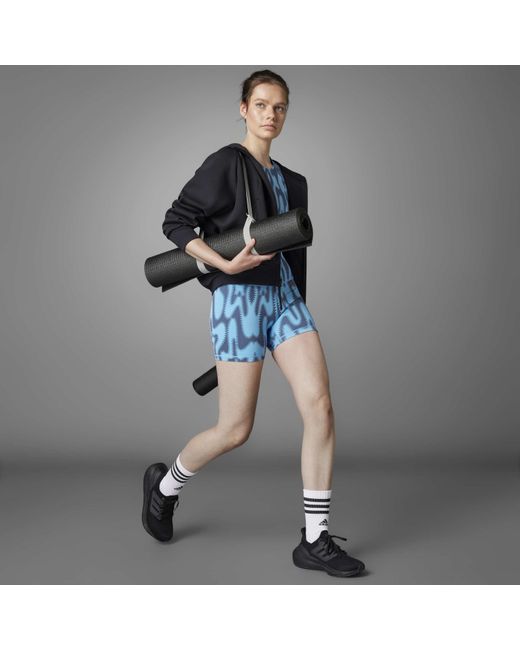 Adidas Blue All Over Print Compression Shorts