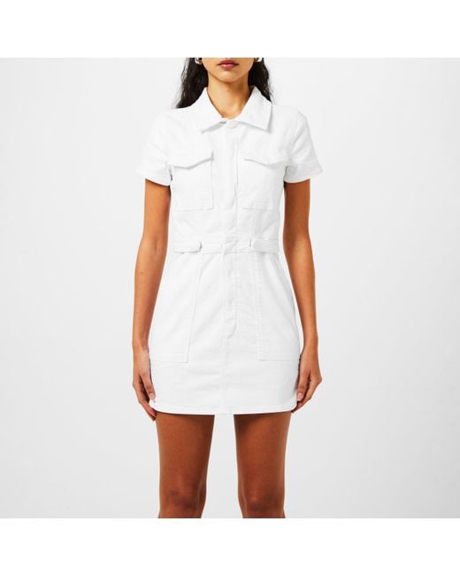 GOOD AMERICAN White Fit For Success Stretch-Denim Mini Dress