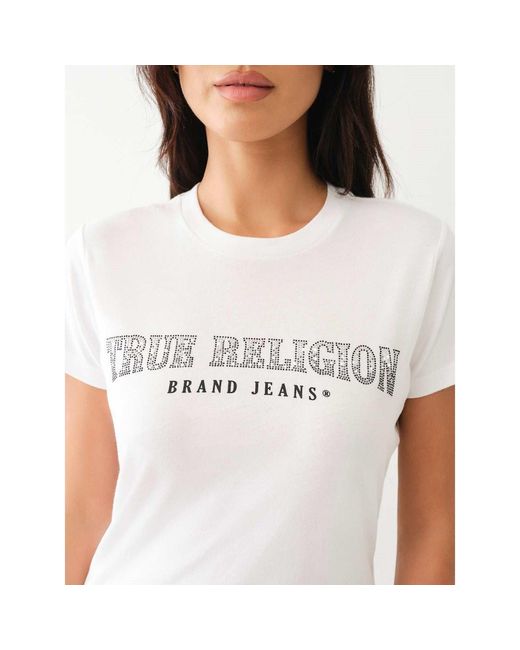 True Religion White Slim Crew Neck Logo Short Sleeve T-Shirt