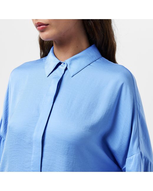 French Connection Blue Damasco Long Sleeve Blouse