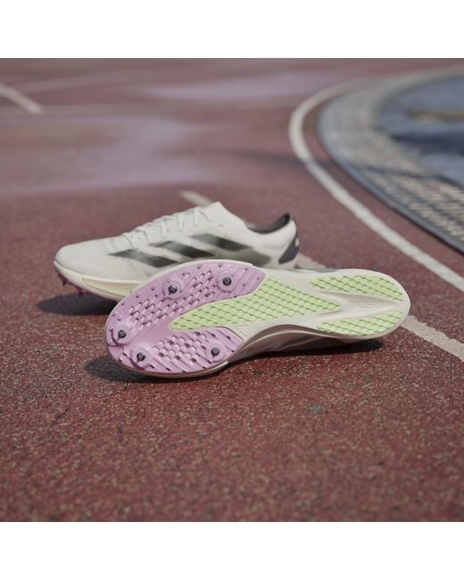 Adidas White Adizero Ambition Running Spikes for men