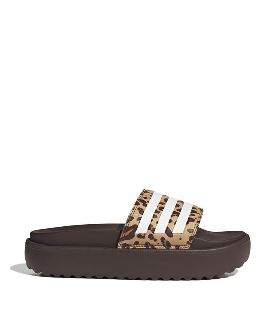 Adidas Brown Adilette Platform Pool Sliders