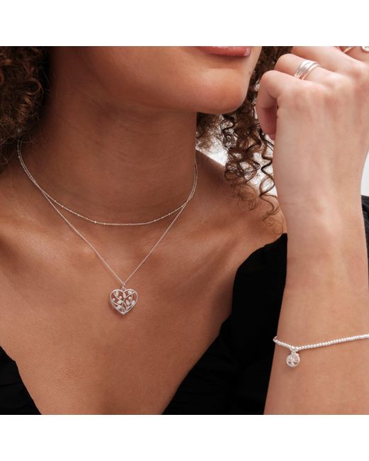 Simply Silver Metallic Sterling 925 Tree Of Love & Heart Bracelet