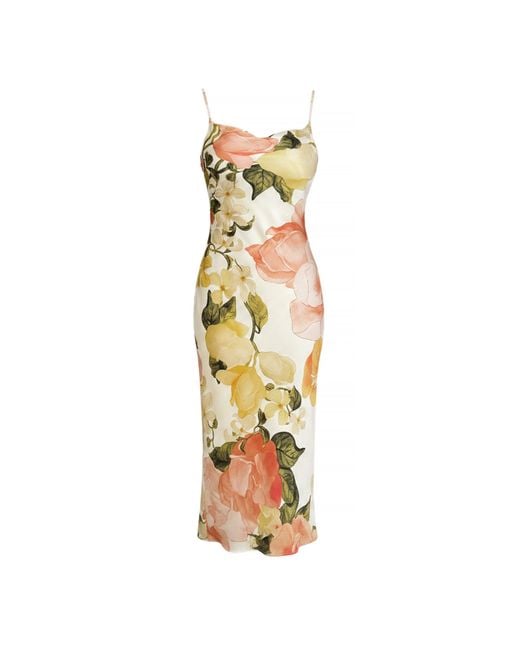 AX Paris Metallic Floral Print Strappy Cowl Neck Slip Midi Dress