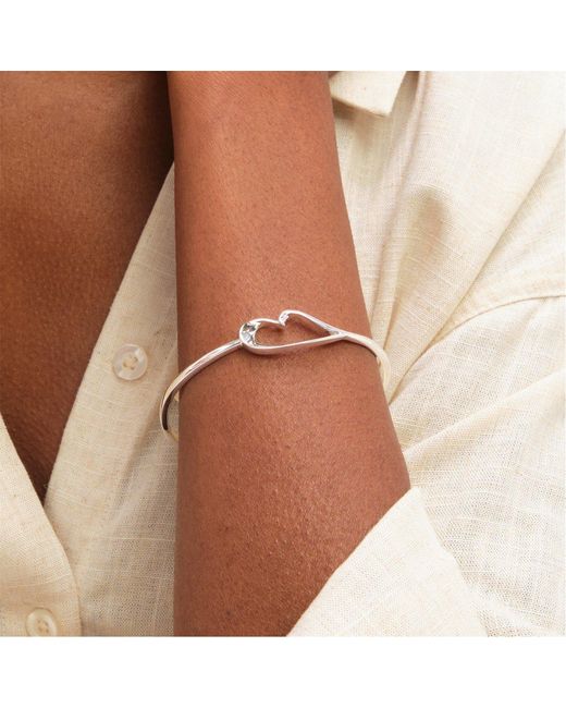 Inicio Metallic Sterling Plated Heart Bangle