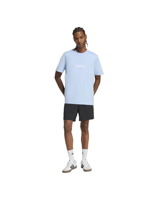 Adidas Blue Essentials Single Jersey Logo T-Shirt for men