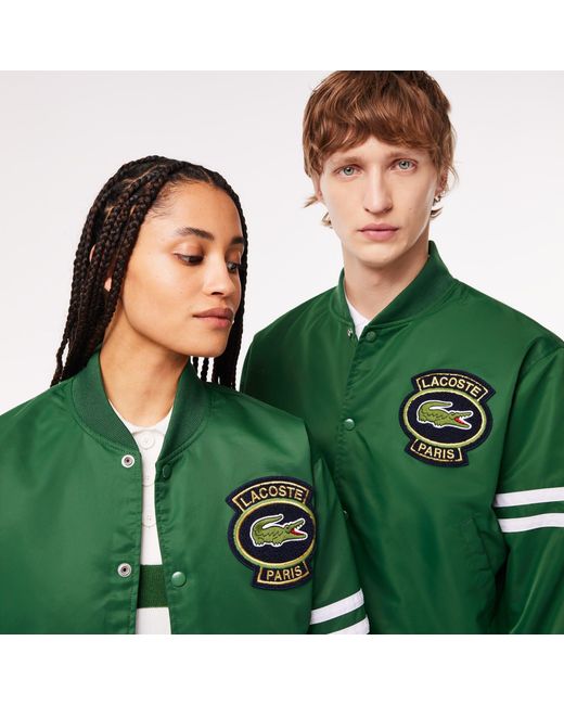 Lacoste Green Long Sleeve Varsity Jacket for men