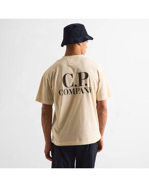 C P Company Natural Double Logo Tee for men