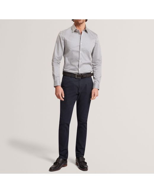 Ted Baker Gray Ls Slim Geo Long Sleeve Patterned Shirt for men