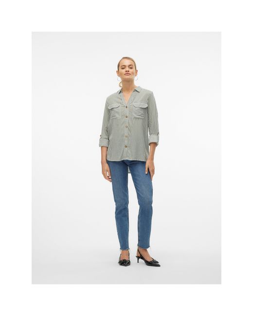 Vero Moda Gray Long-Sleeve Plain Shirt