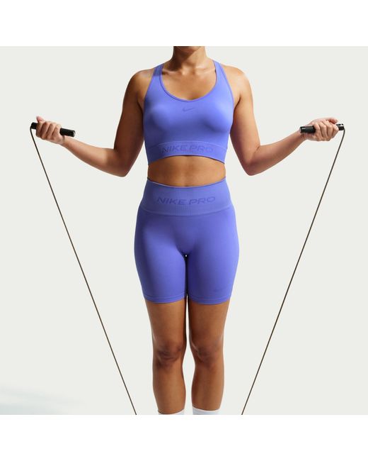Nike Blue Pro Seamless Dri-Fit Cropped Tank Top