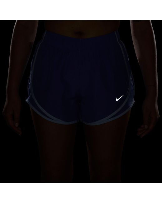 Nike Blue Tempo Dri-Fit Mid-Rise Brief-Lined Running Shorts