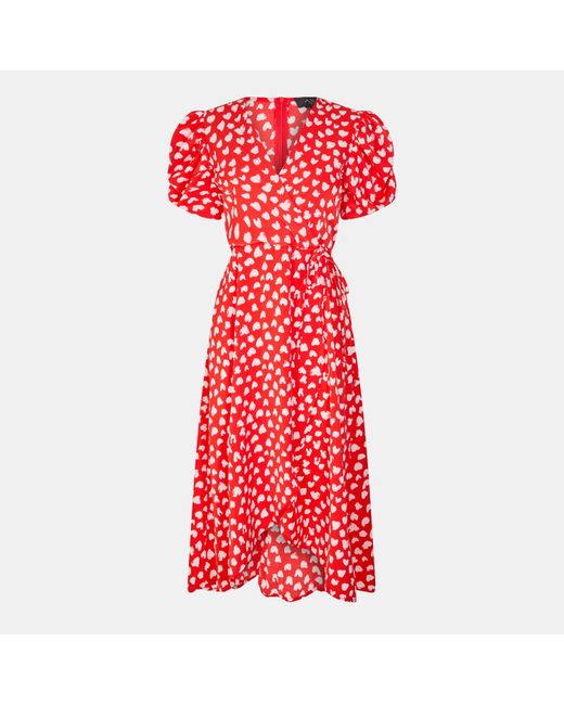 AX Paris Red Heart Printed Wrap Midi Dress