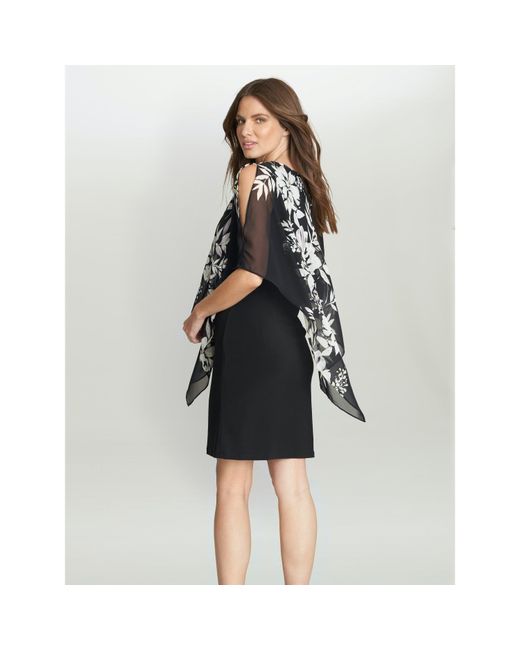 Gina Bacconi Black Kiya Asymmetric Dress With Foil Detail