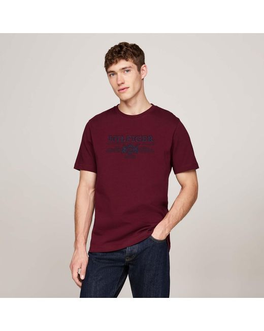 Tommy Hilfiger Red Crest Logo Embroidery T-Shirt for men