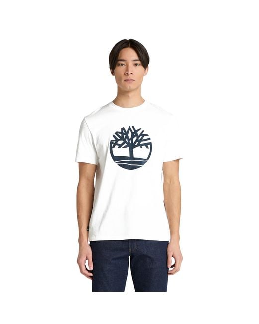 Timberland Blue Northwood Tree Logo Cotton Short-Sleeve T-Shirt for men