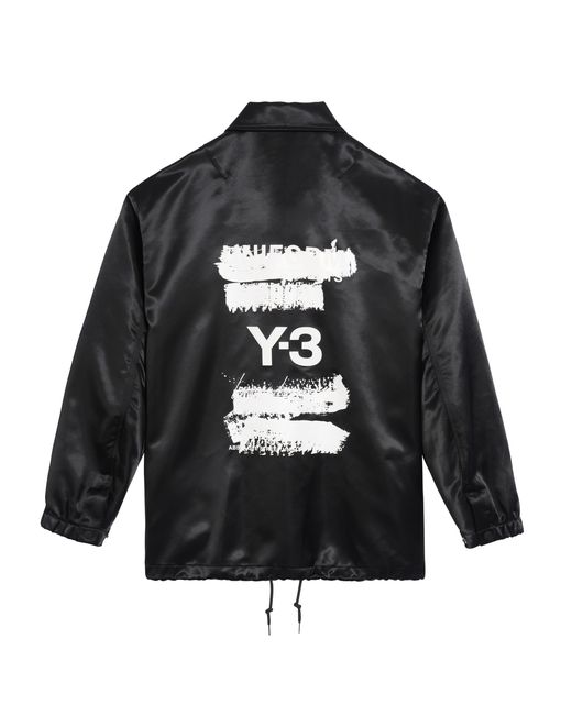 Y-3 Black Graphic Long Sleeve Coach Jacket for men