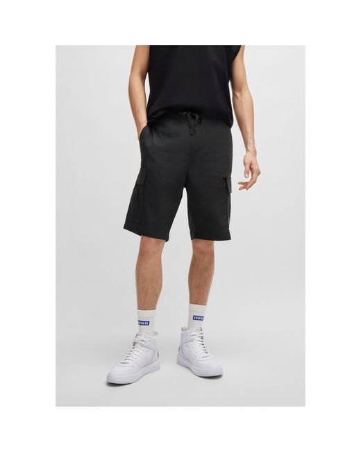 HUGO Black Giulio242 Straight Leg Trousers for men