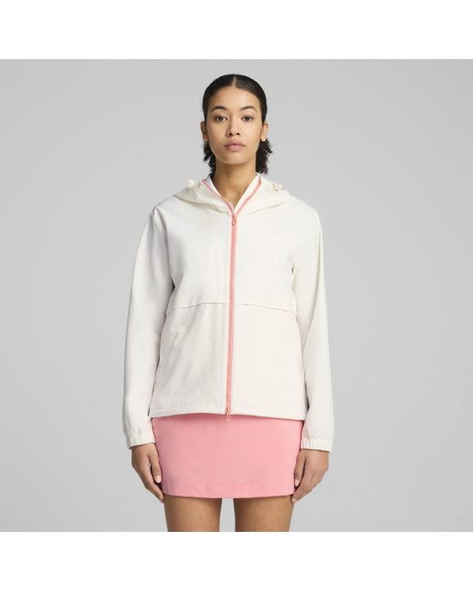 PUMA White Full Zip Performance Golf Jacket