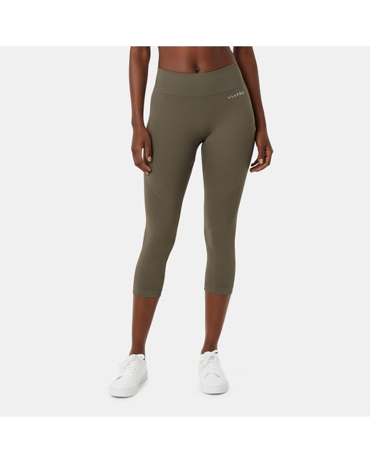 Usa Pro Green Seamless Capri Cropped Leggings