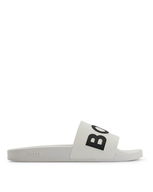 Boss White Bay Logo Sliders for men