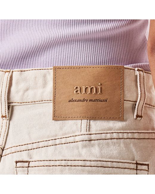 AMI White High Rise Wide Leg Trousers