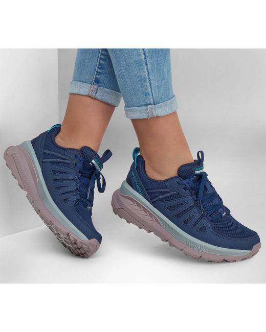 Skechers Blue Mesh Quarter Overlay Low Top Slip On Trainers