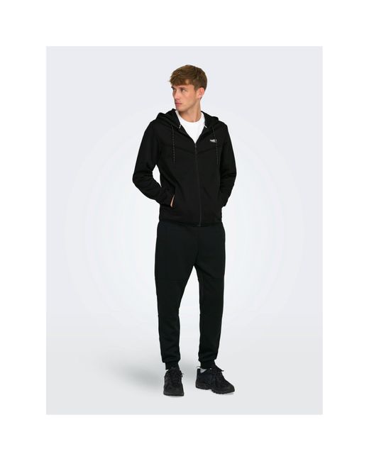 ONLY Black Zip Hoodie for men