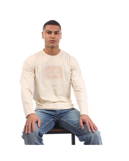 C P Company Natural 30/1 Jersey Logo T-Shirt for men
