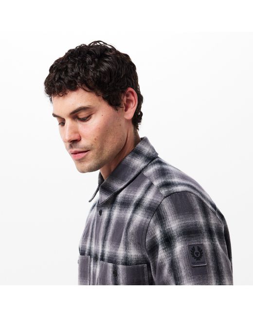 Belstaff Gray Outpost Long-Sleeve Patterned Shirt for men