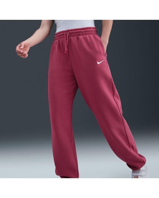 Nike Red Sportswear Phoenix Fleece Mid-Rise Sweatpants