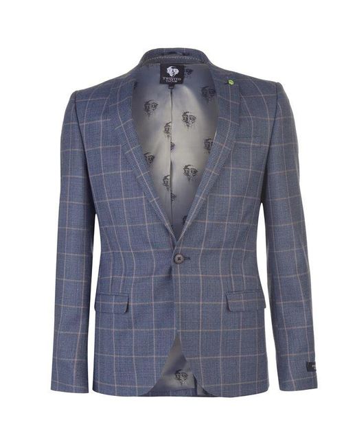 Twisted Tailor Blue Twisted Jasper Chequered Blazer Jacket for men