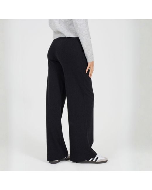 Brave Soul Blue Bs Charcoal Ribbed Wide Leg Trousers