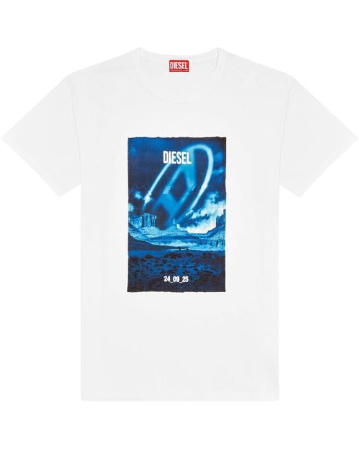 DIESEL Blue Graphic Print T-Shirt for men