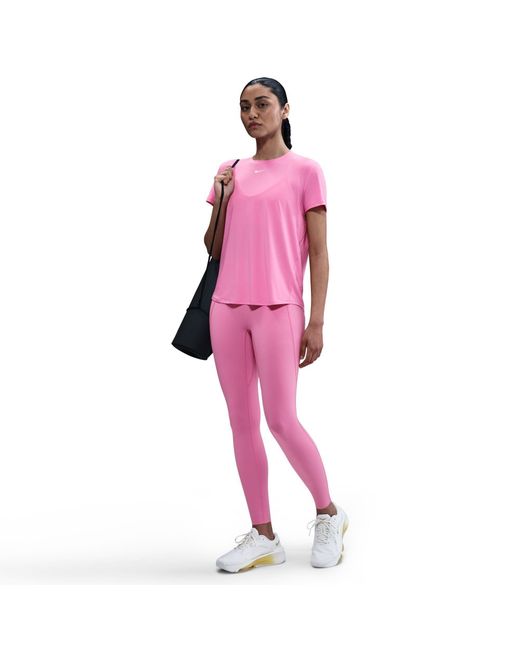 Nike Pink Dri-Fit One Standard Fit Short-Sleeve Top