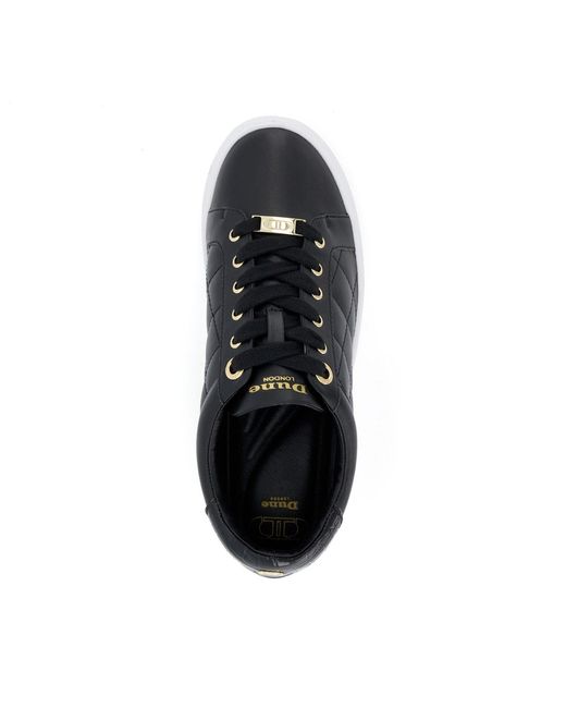 Dune Black Ellenar Quilted Trainers Size 3