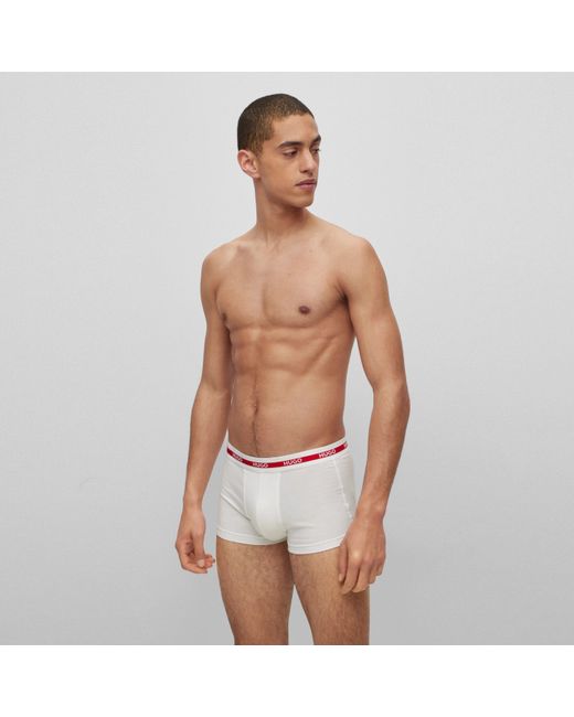 HUGO White 3-Pack Organic Trunks for men