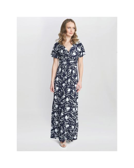 Gina Bacconi Blue Faye Jersey Party Maxi Dress