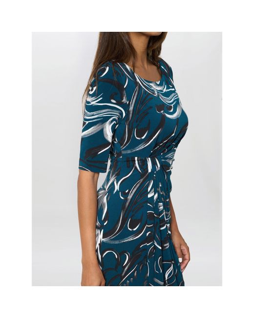 Gina Bacconi Blue Yvonne Printed Jersey Dress