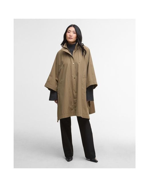 Barbour Natural Everlee Showerproof Hooded Long Sleeve Knee Length Rain Anorak