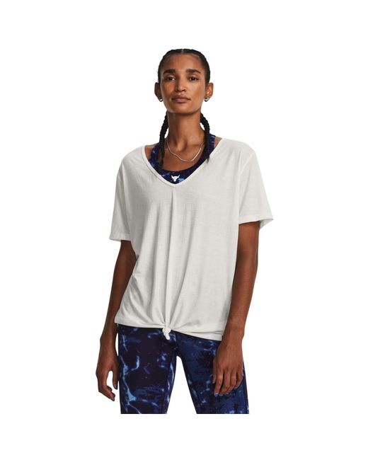 Under Armour White Deep V Short-Sleeve Performance Gym Top