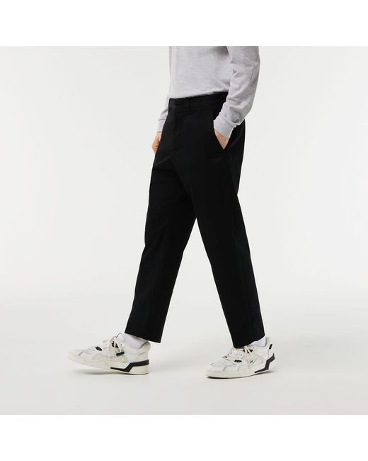 Lacoste Black Stretch Cotton Tapered Chinos for men