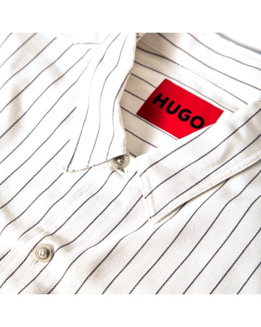 HUGO White Long Sleeve Patterned Shirt for men
