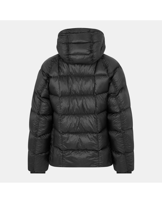 C P Company Black Dd Shell Medium Down Hip Length Hooded Medium Puffer Jacket for men