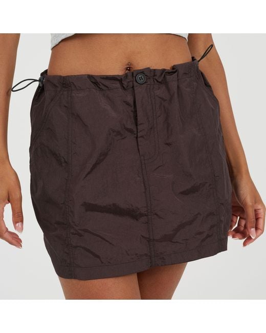 Brave Soul Brown Cargo Mini Skirt With Toggle Waist